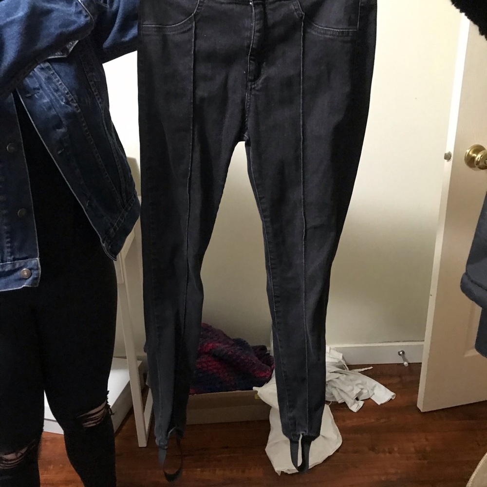 Black/Grey Jeans with Seam Down Front w Stirrups
